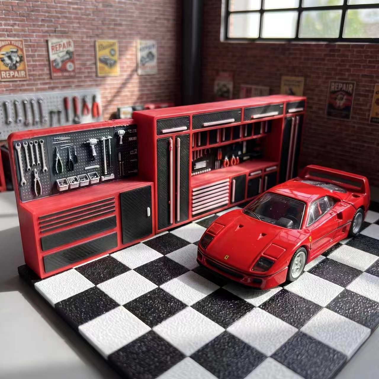 Tools Workshop Kids - 1:64 스케일의 디오라마 작업대 도구 세트,
