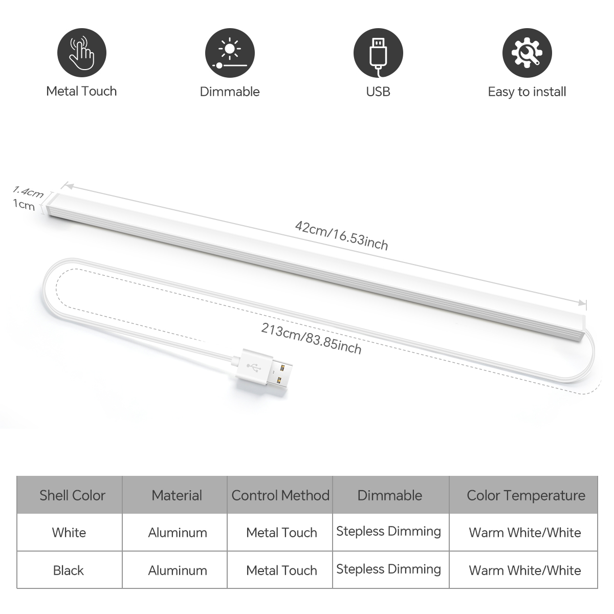 42CM 터치 센서 알루미늄 디밍 가능 USB 5V L - Workshop Tools Shelf 리뷰 및 가격