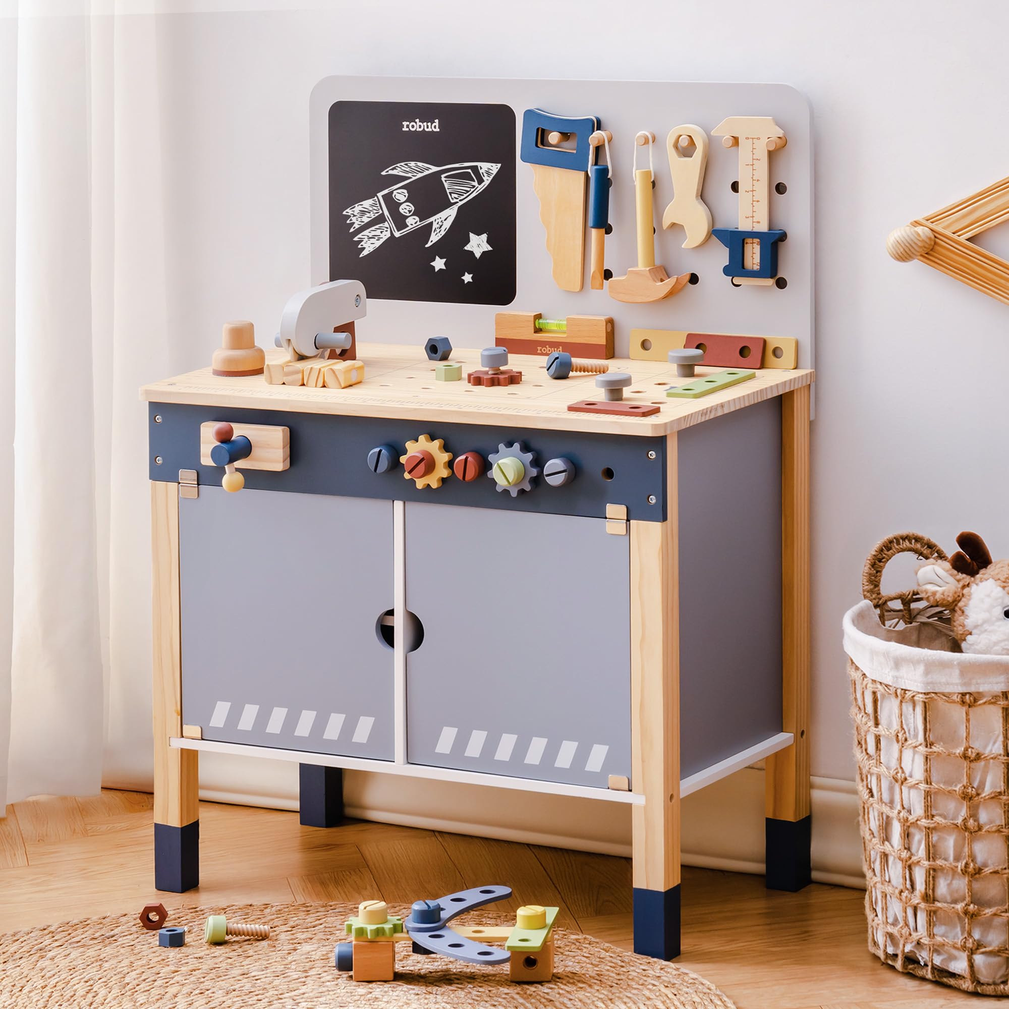 ROBUD 나무 장난감 작업대 역할놀이 창의적 조립 세 - Tools Workshop Kids 리뷰 및 가격